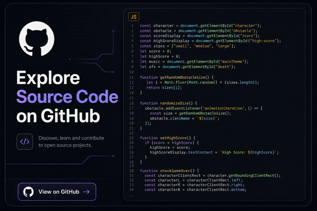 View the source code for the Jumping Game project on GitHub