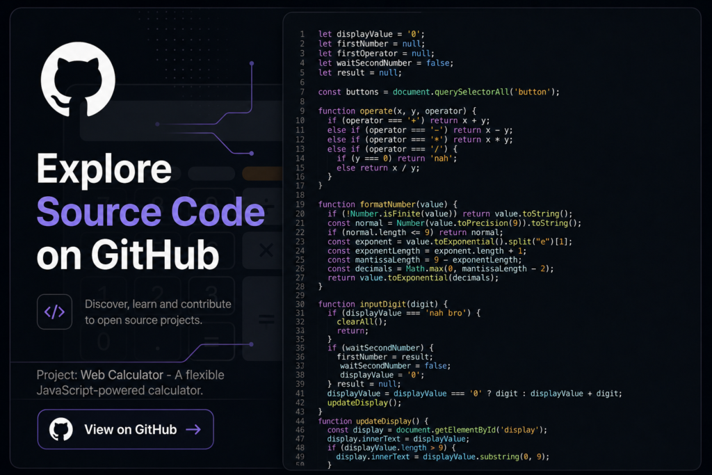 View the source code for the Web Calculator project on GitHub