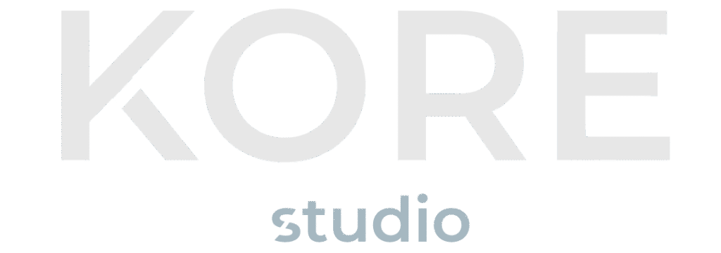 Kore Studio logo in white and light gray